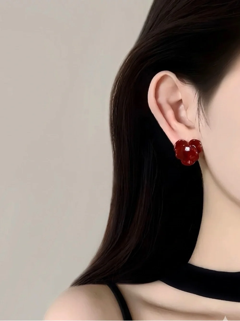 NEW Deep Wine Red Enamel Flower Studs | French Retro Elegance | S925 Posts